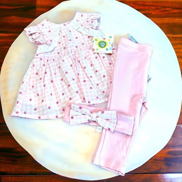 NWT Little Me 3 Piece Dress, Pants & Headband Set (12 Months) - Picture 1 of 9